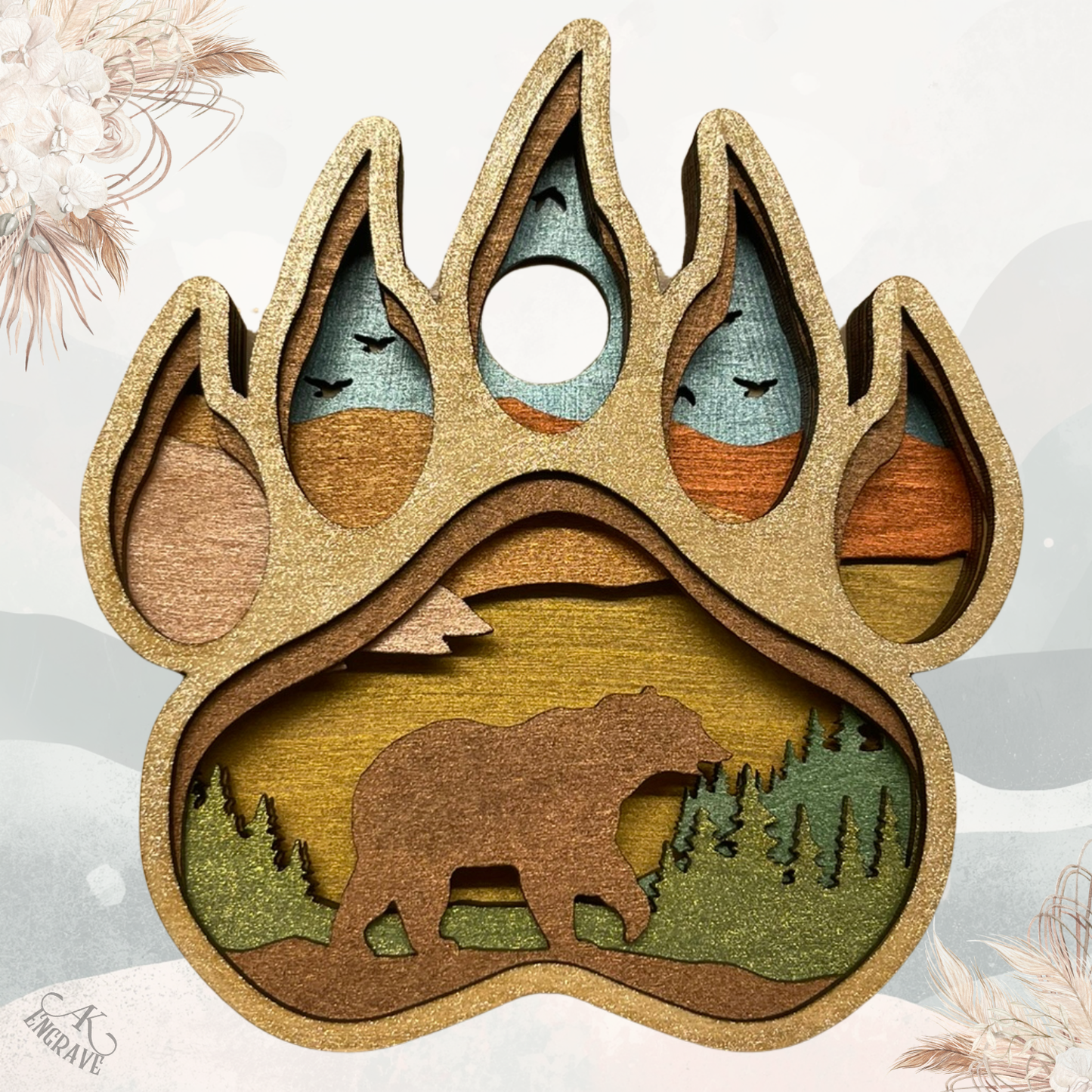 Bear Paw Layered Art