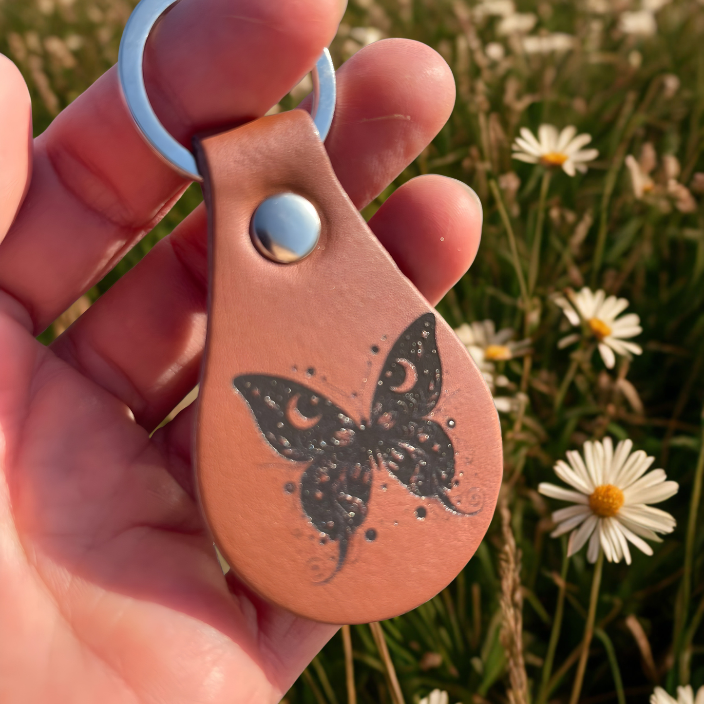 Butterfly Leather Keychain