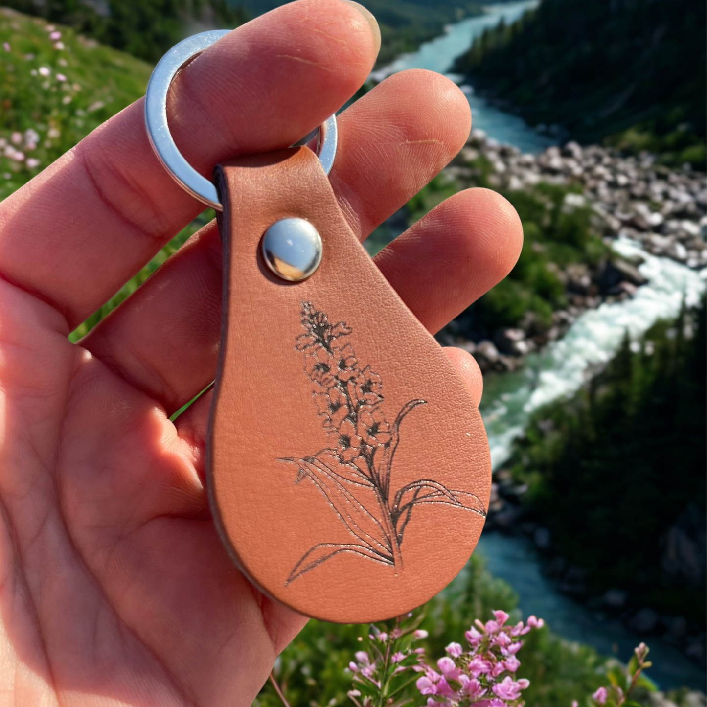 Fireweed Leather Keychain