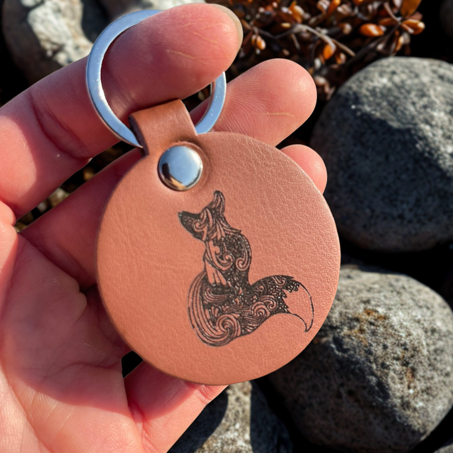Fox Leather Keychain