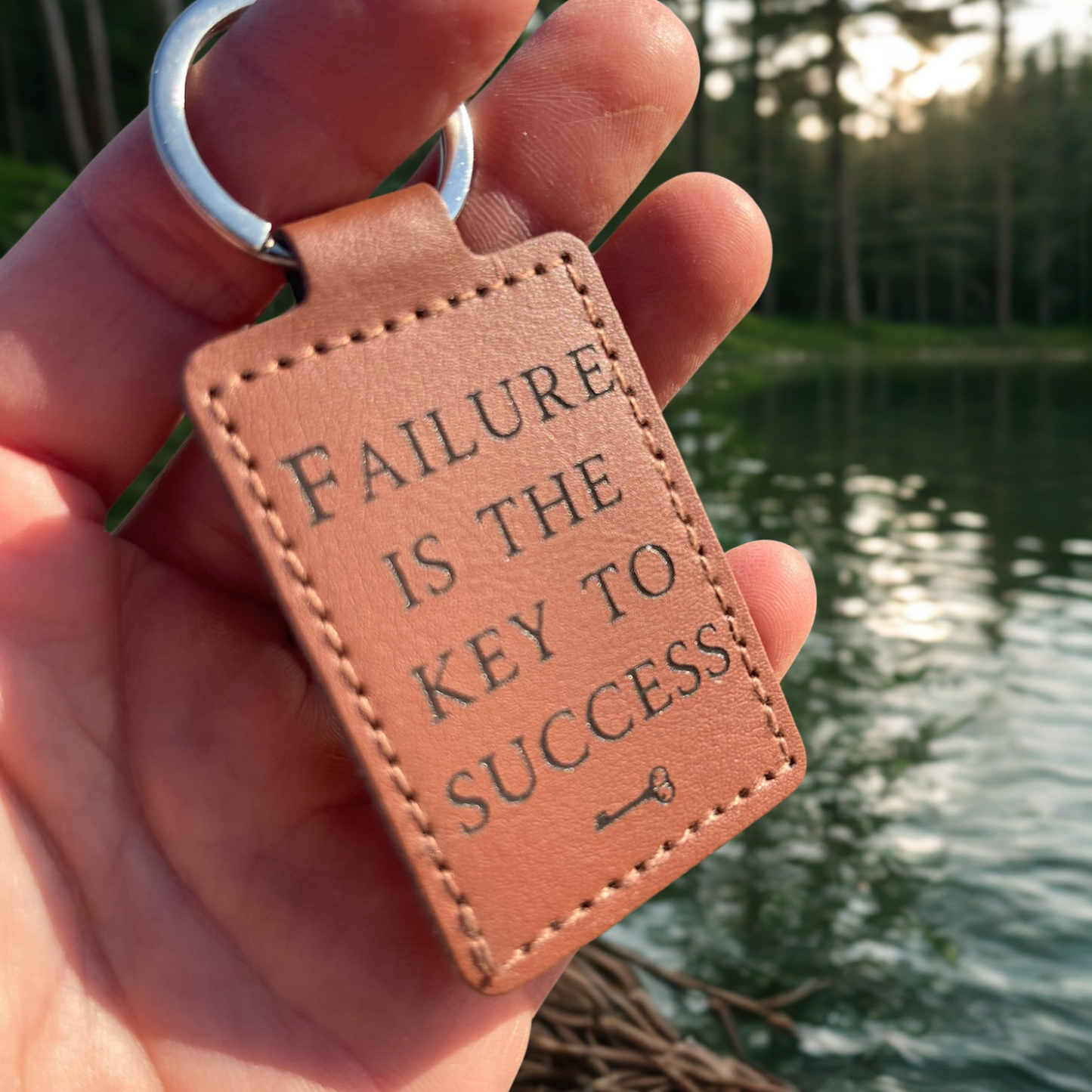 Failure is the Key to Success Leather Keychain