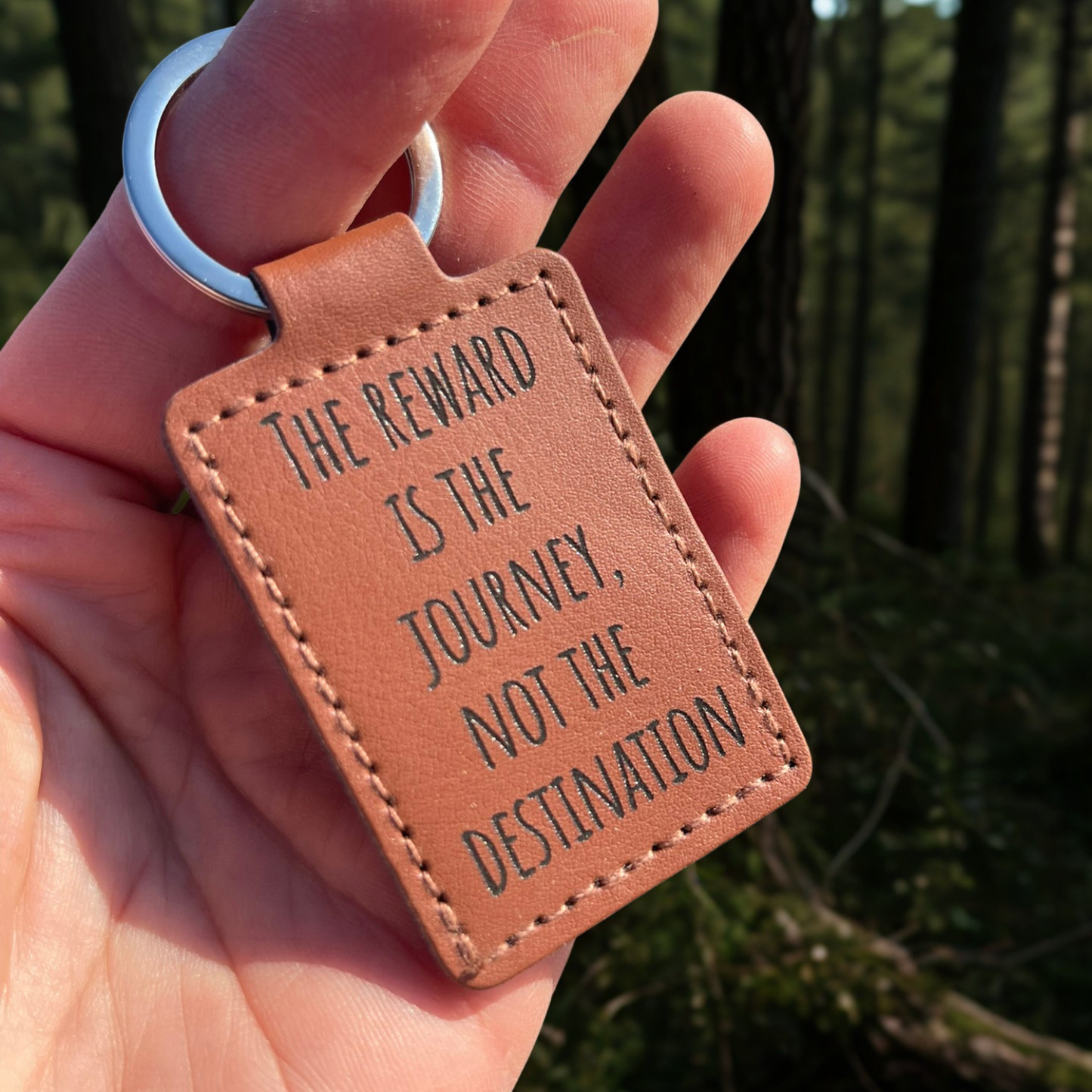 Reward is the Journey, Trust the Process Leather Keychain