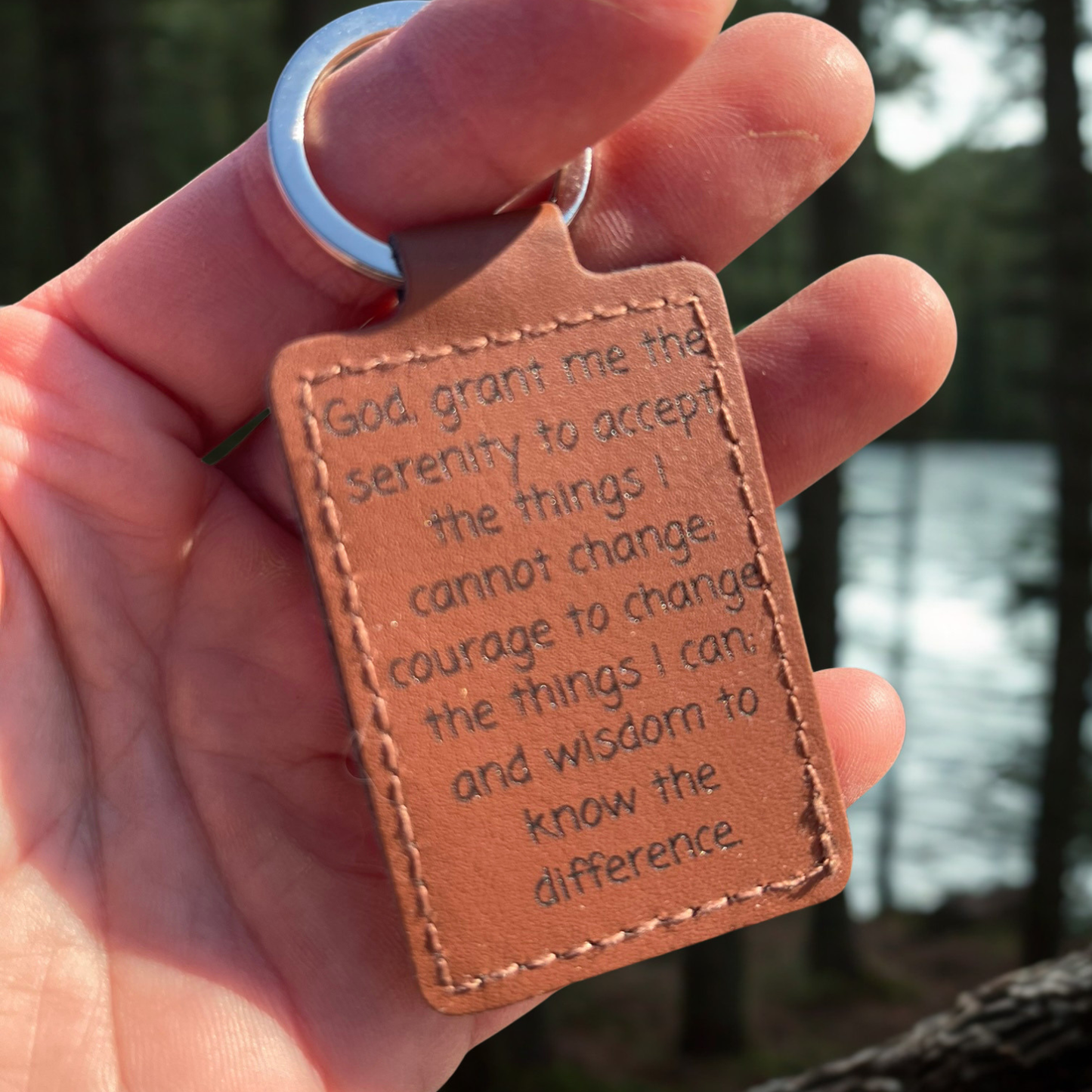 Serenity Prayer Leather Keychain