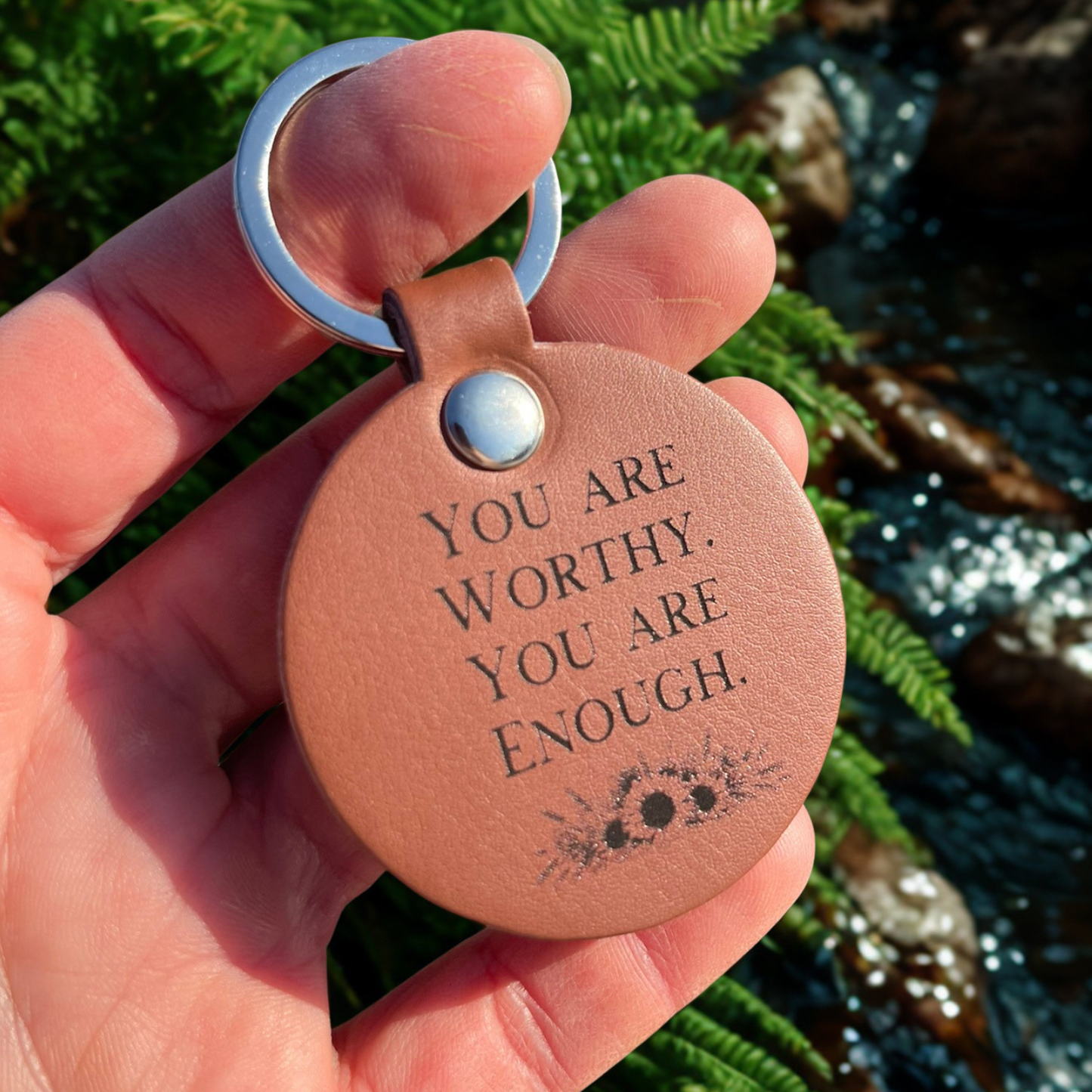 You are Enough Leather Keychain