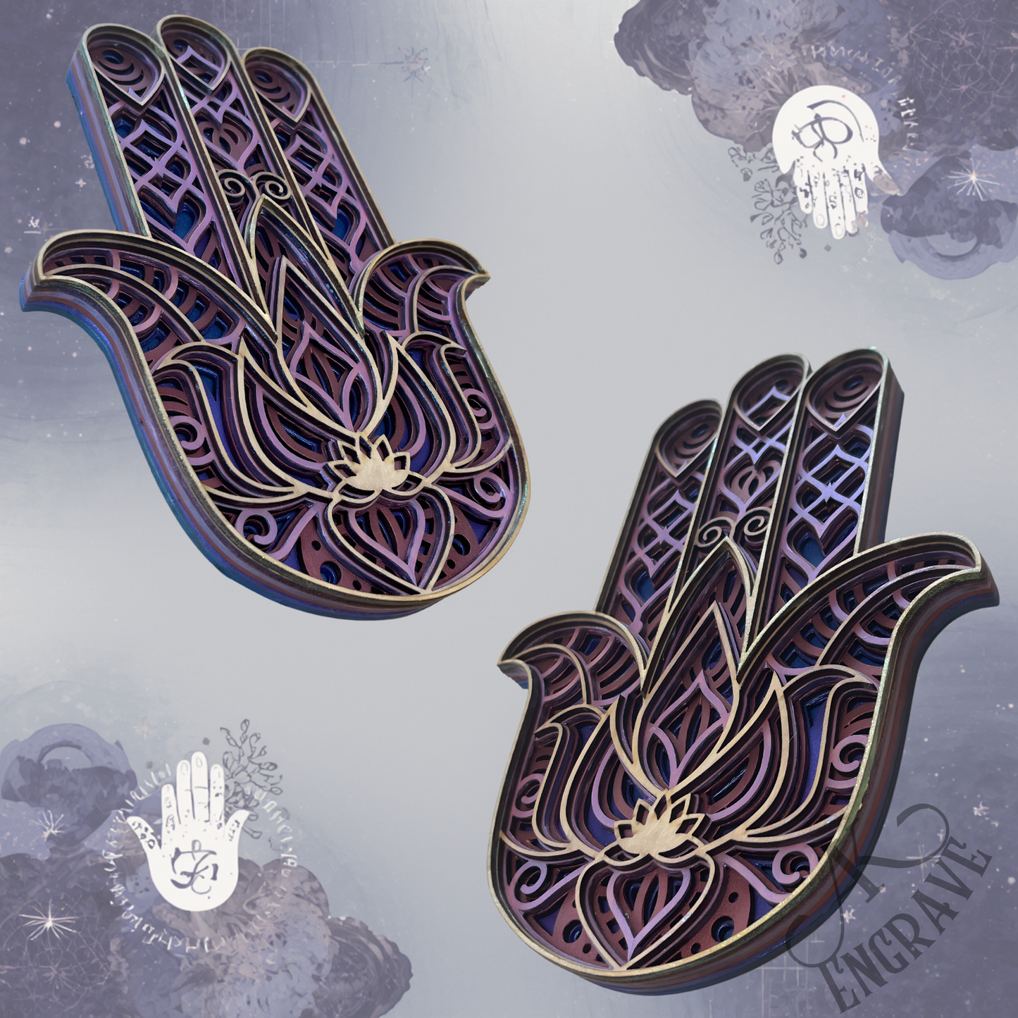 Hamsa Hand Layered Wall Art