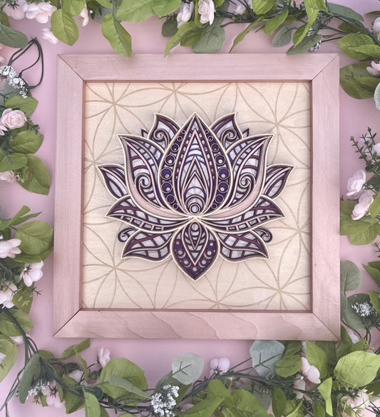 Pink Lotus Layered 3D Wall Art