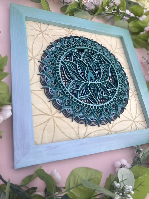 Blue Lotus Mandala Layered 3D Wall Art