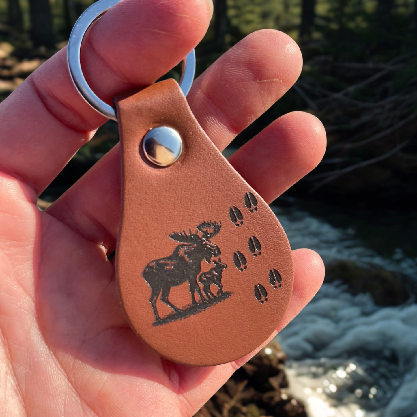 Mama Moose Prints Leather Keychain