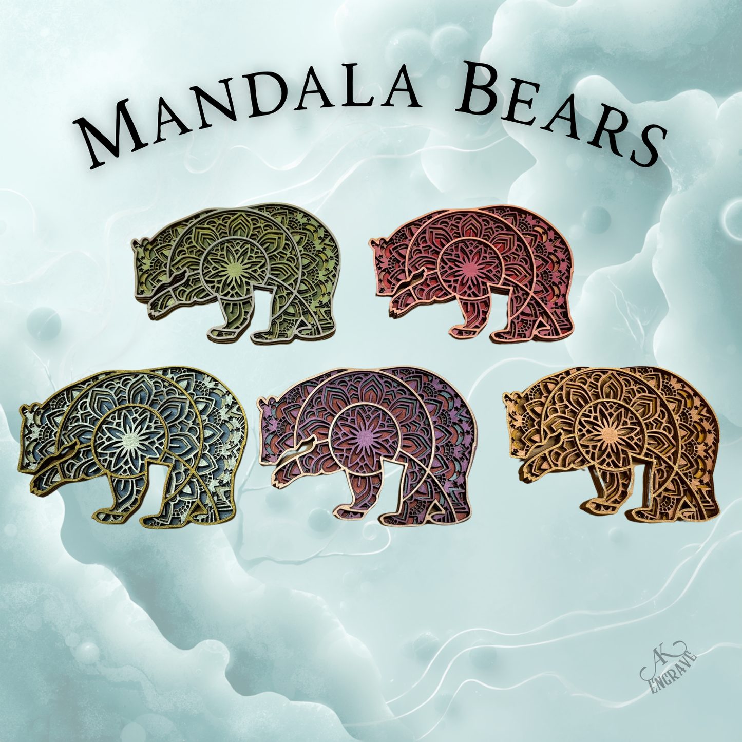 Mandala Bear Layered Art