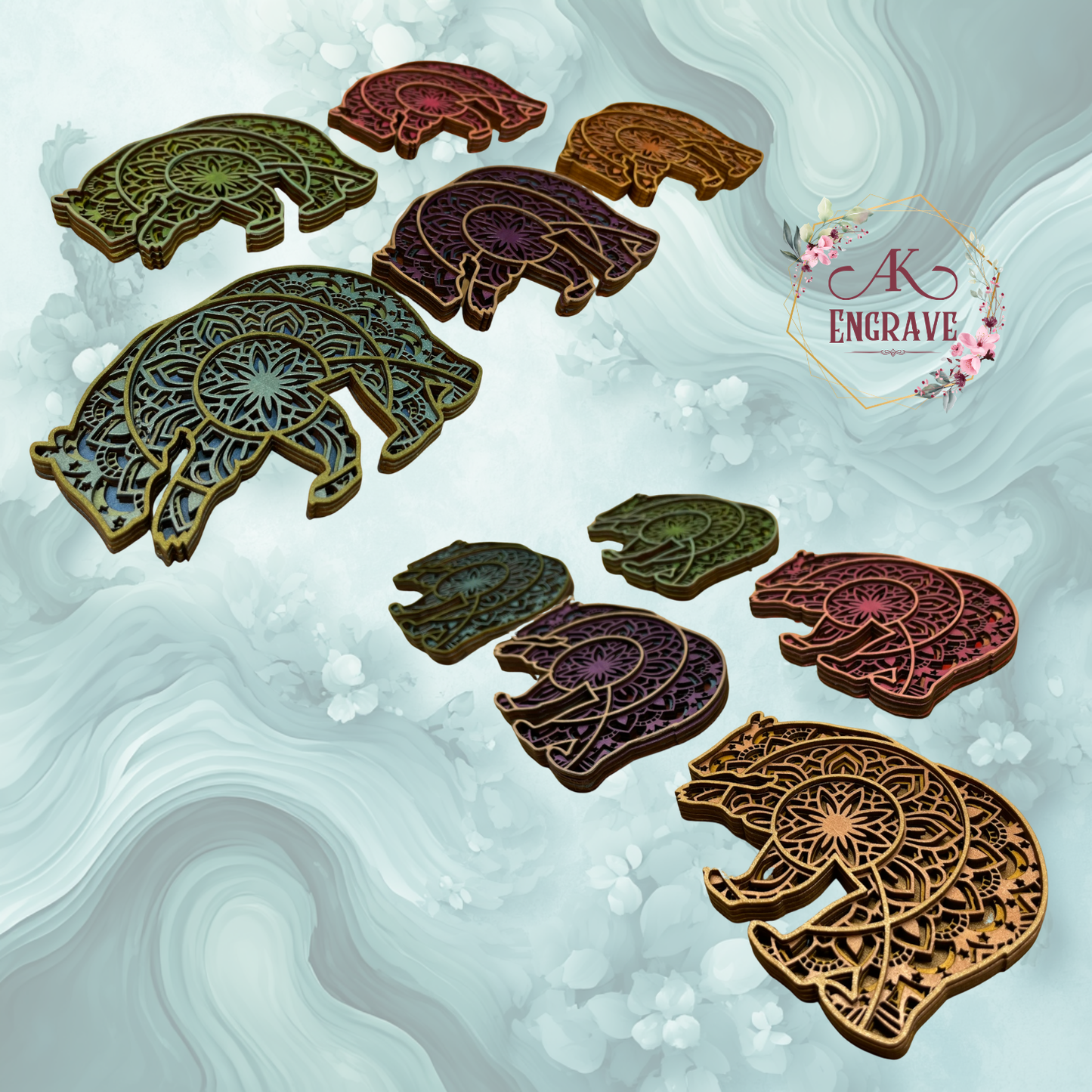 Mandala Bear Layered Art