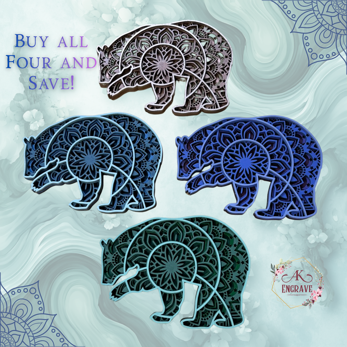 Mandala Bear Layered Art