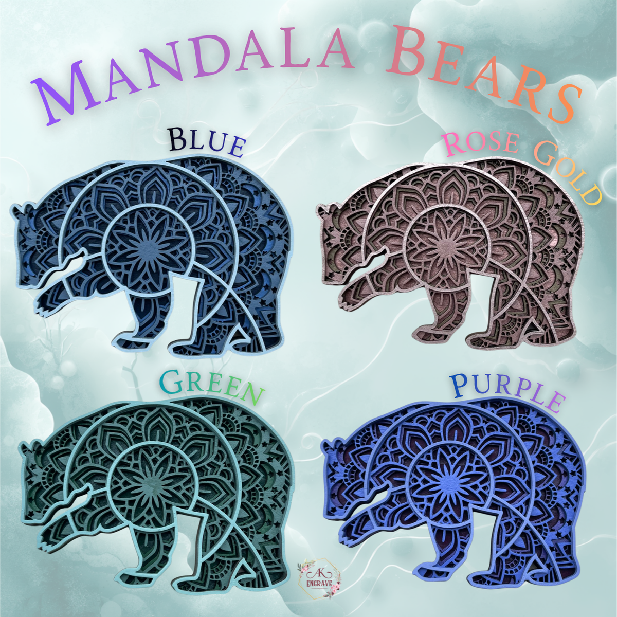 Mandala Bear Layered Art