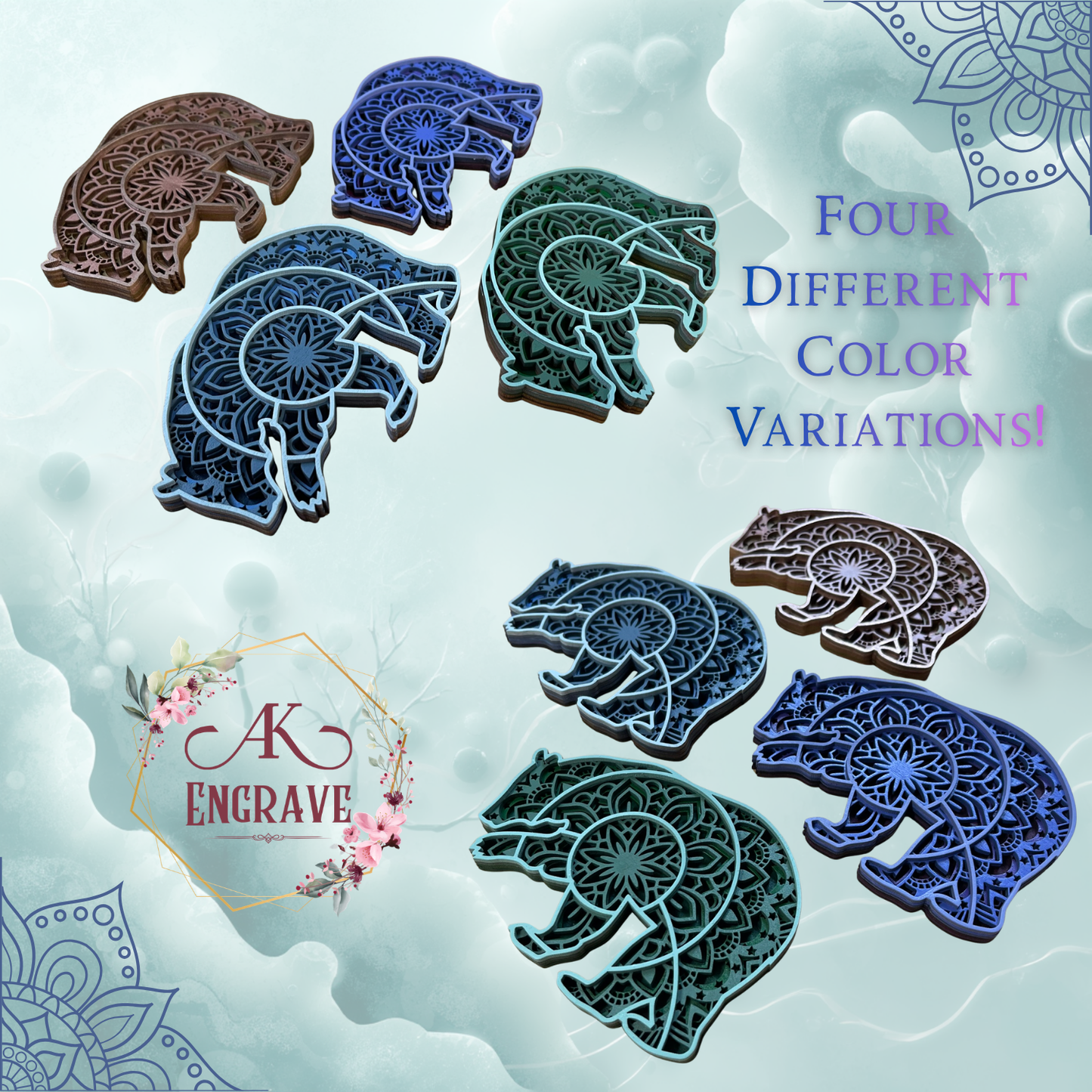 Mandala Bear Layered Art