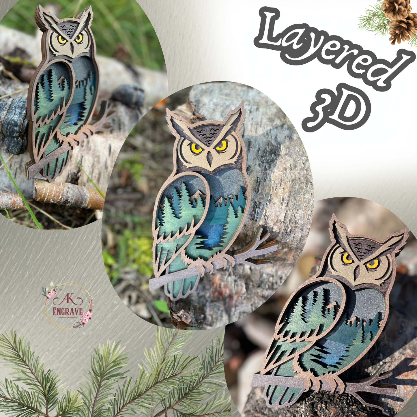 Midnight Owl Layered Art