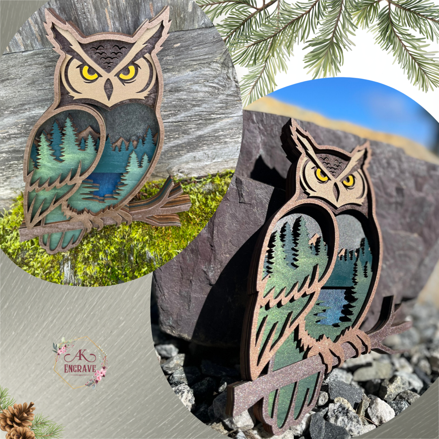 Midnight Owl Layered Art