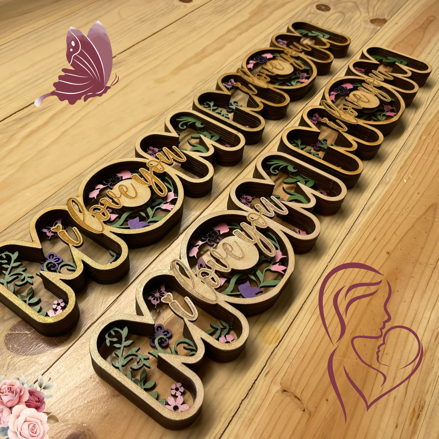 Mom 'I Love You' Layered Art