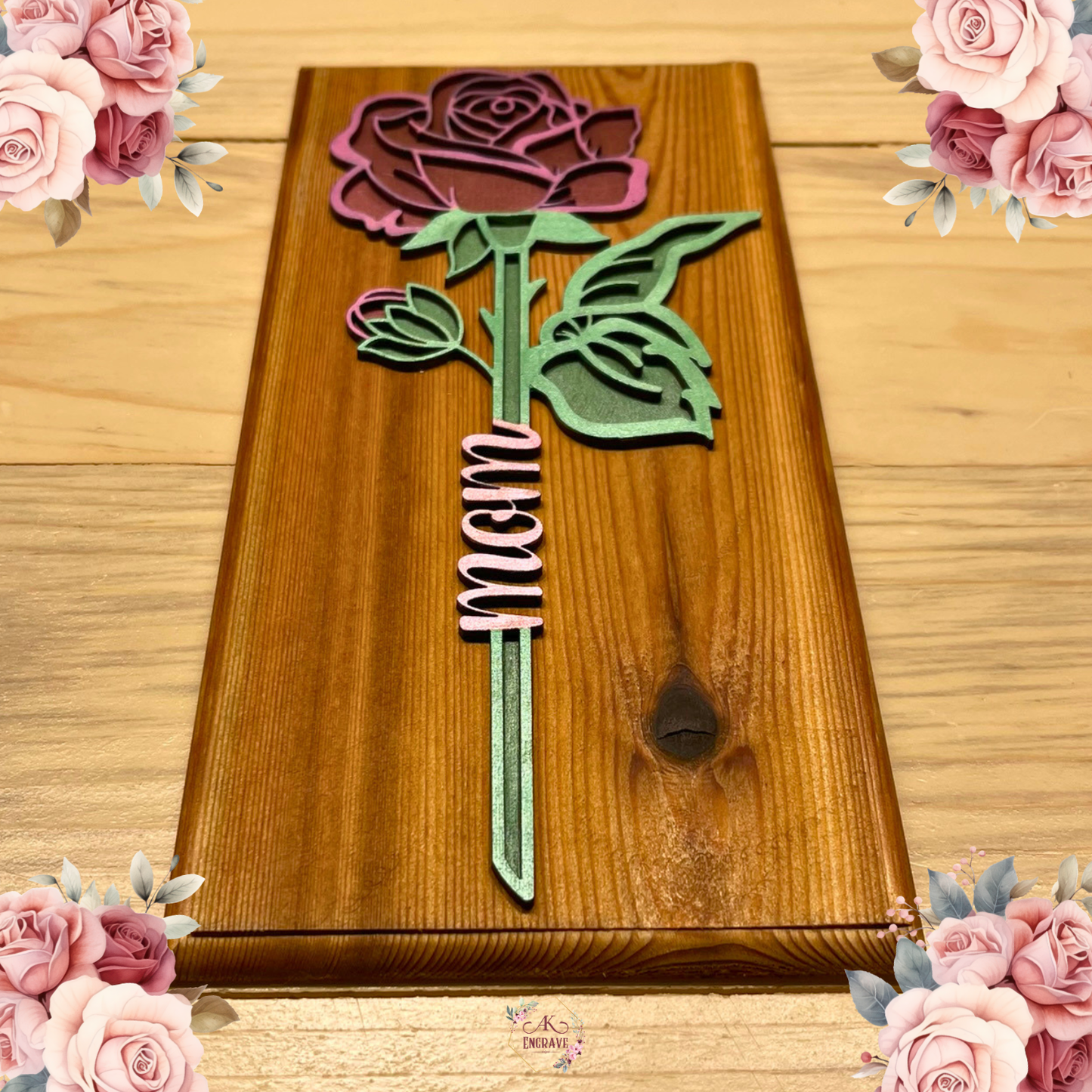 Mom Rose Cut on Cedar