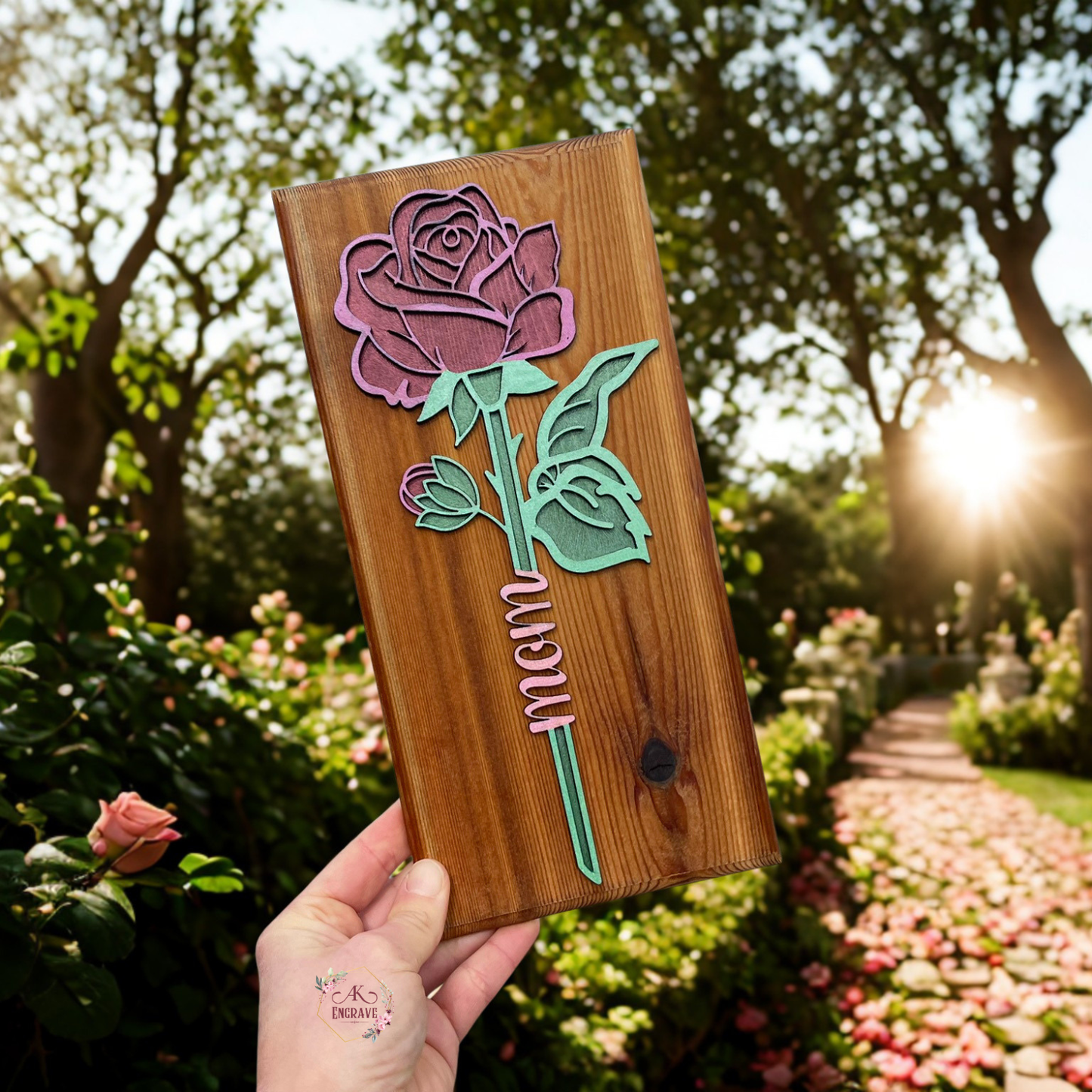 Mom Rose Cut on Cedar