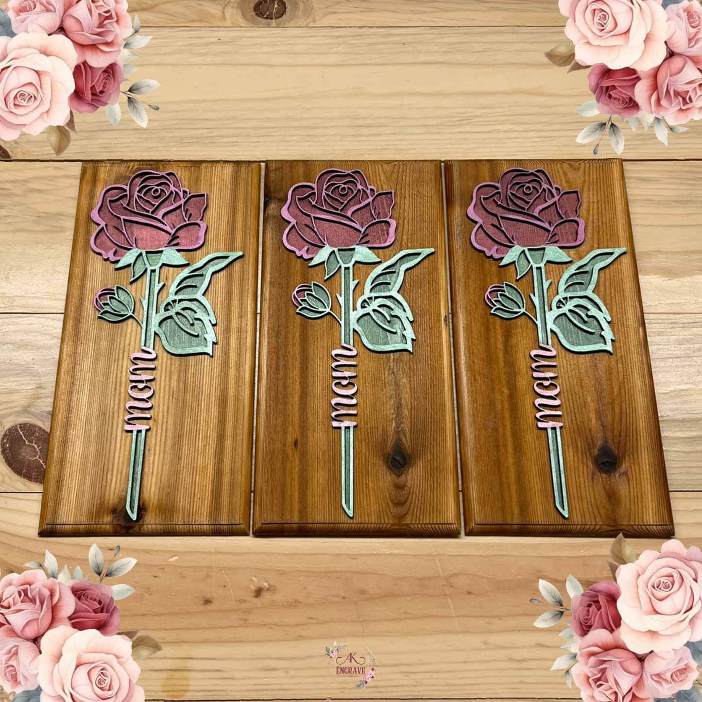 Mom Rose Cut on Cedar