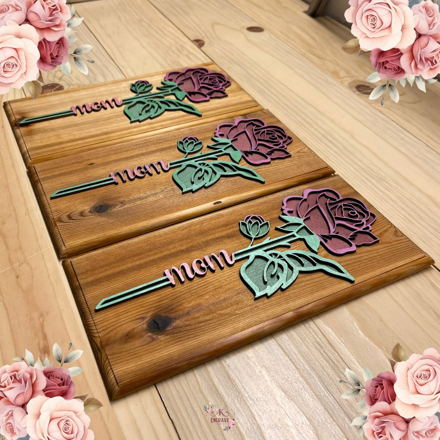 Mom Rose Cut on Cedar