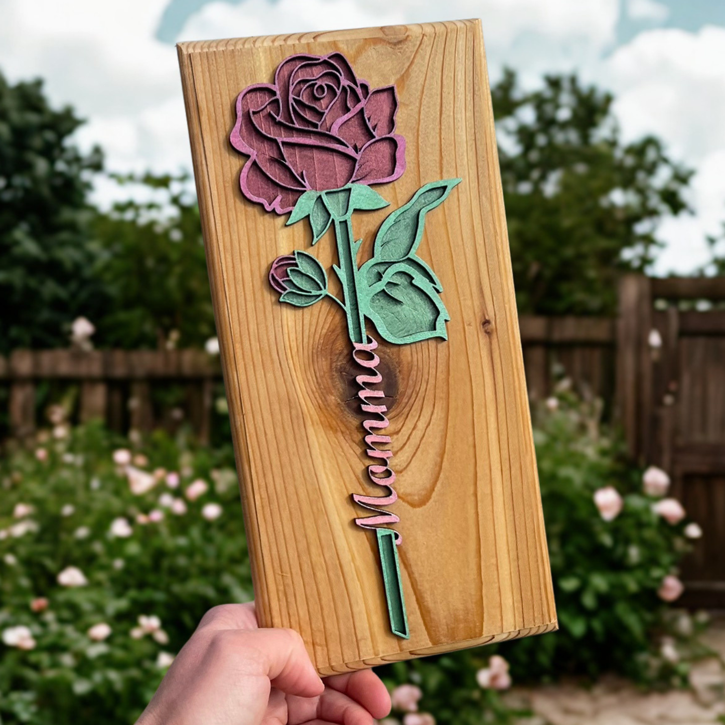 Mom Rose Cut on Cedar
