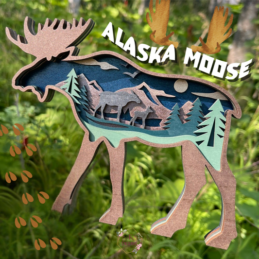 Alaska Moose Layered Art