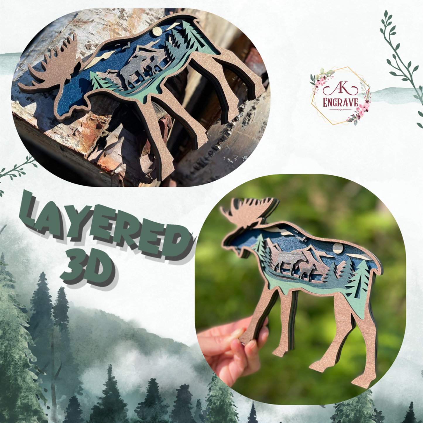 Alaska Moose Layered Art