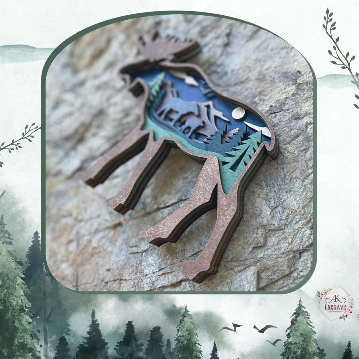 Alaska Moose Layered Art