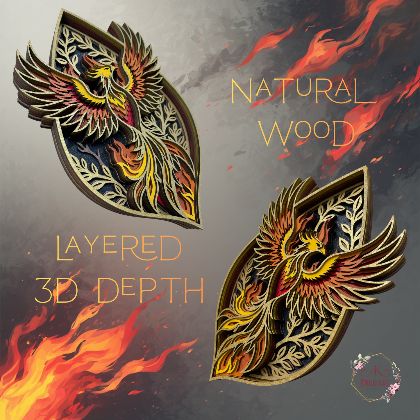 Phoenix Rising Layered Art