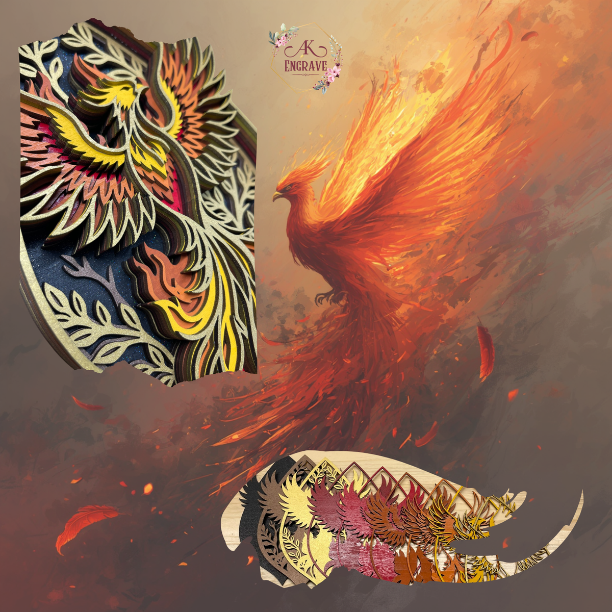 Phoenix Rising Layered Art