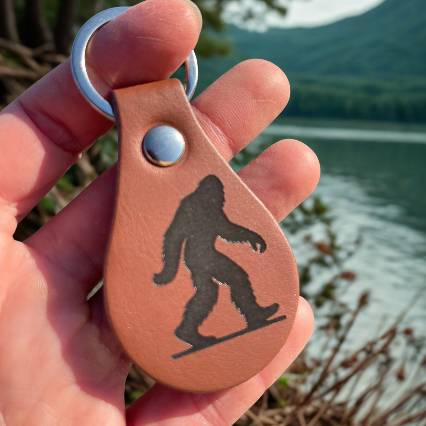 Sasquatch Leather Keychain