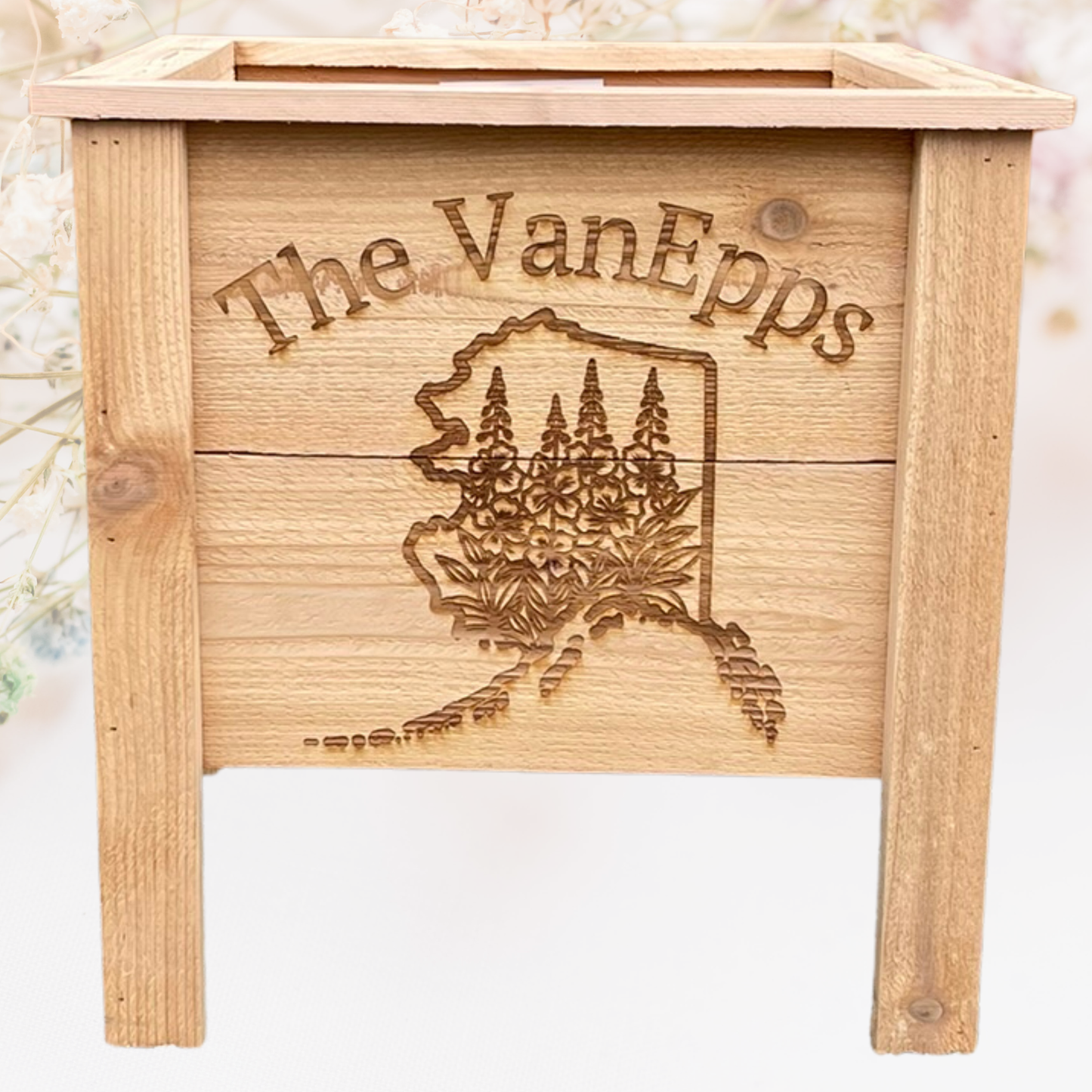 Custom Name or Logo Small Cedar Planter