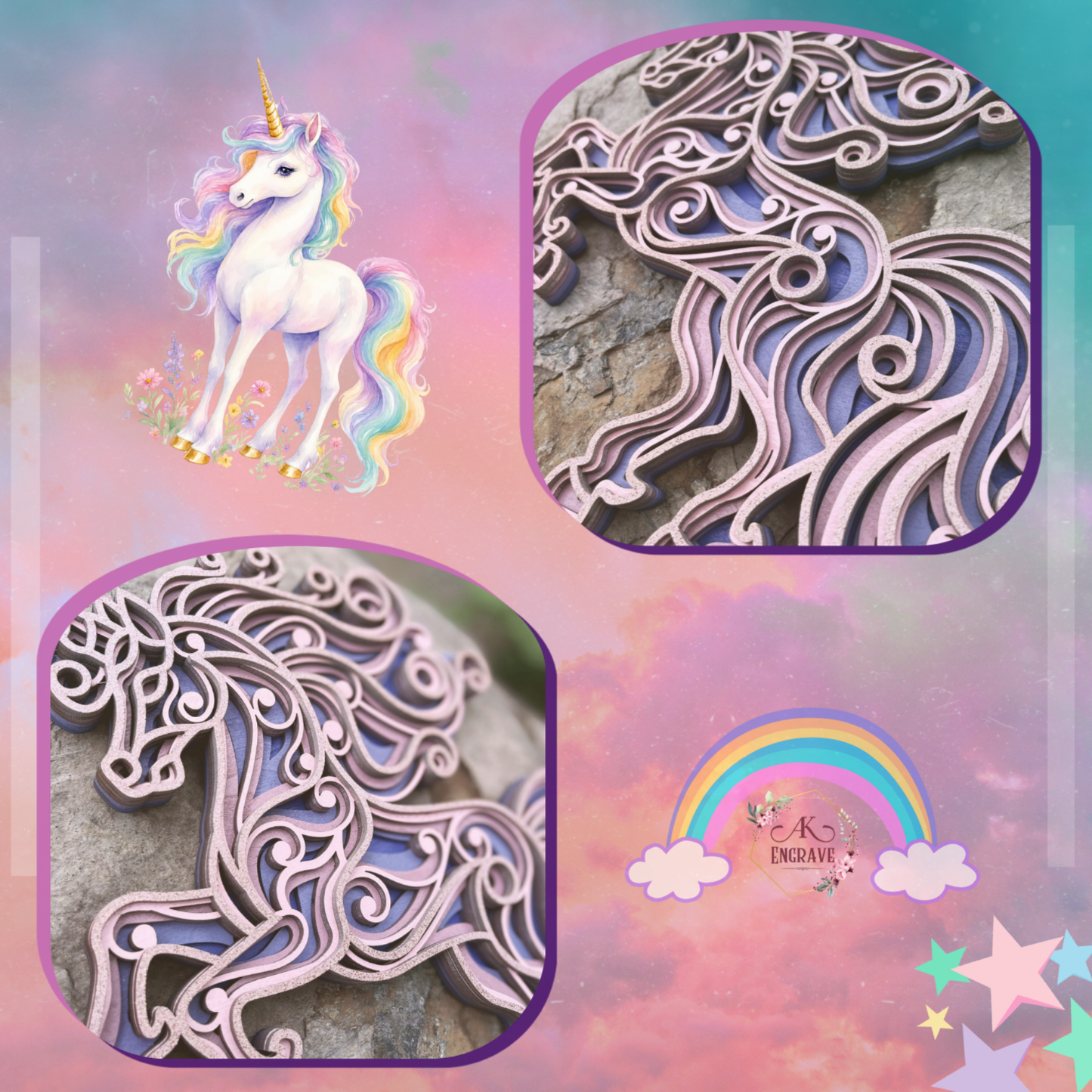 Unicorn Layered Art