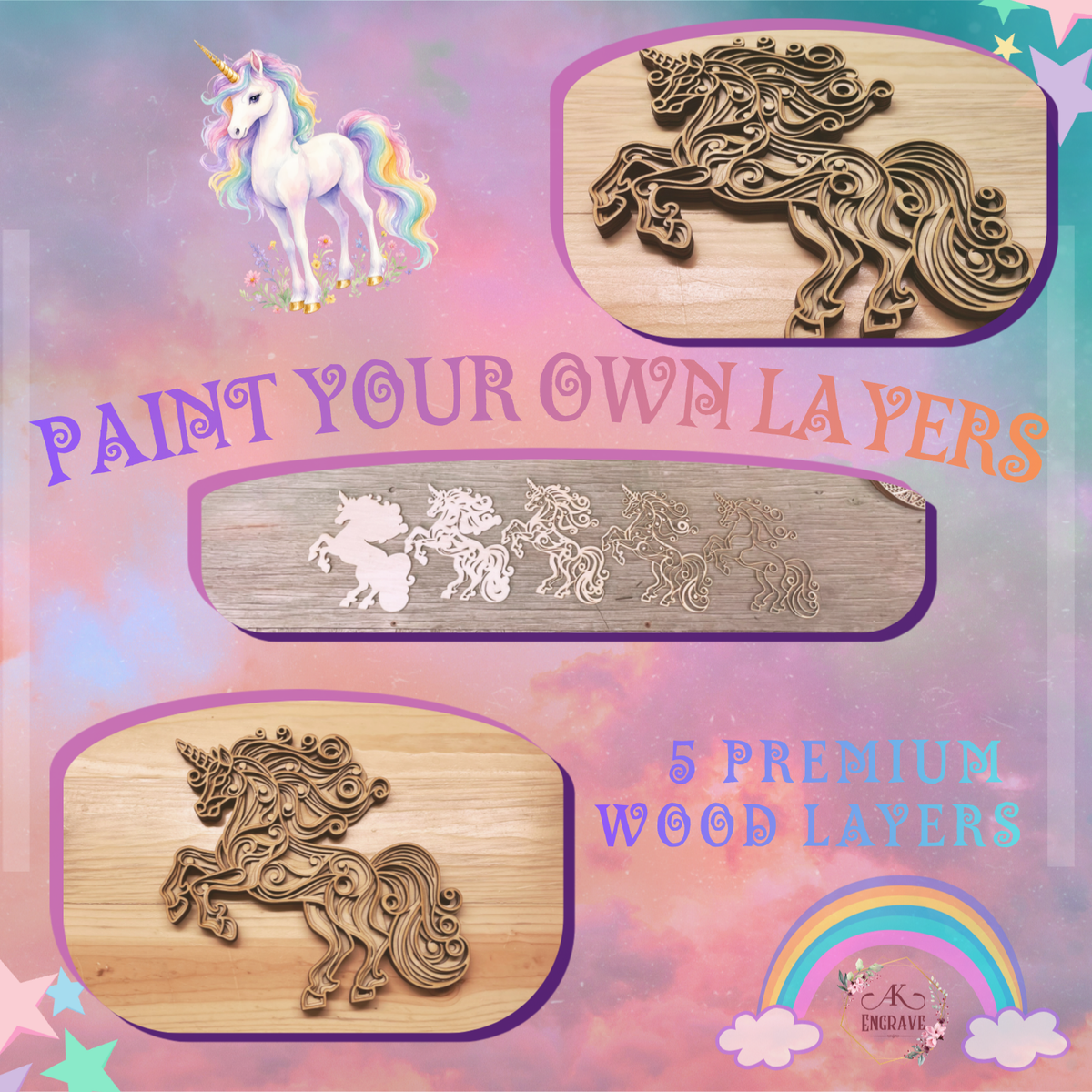 Unicorn Layered Art