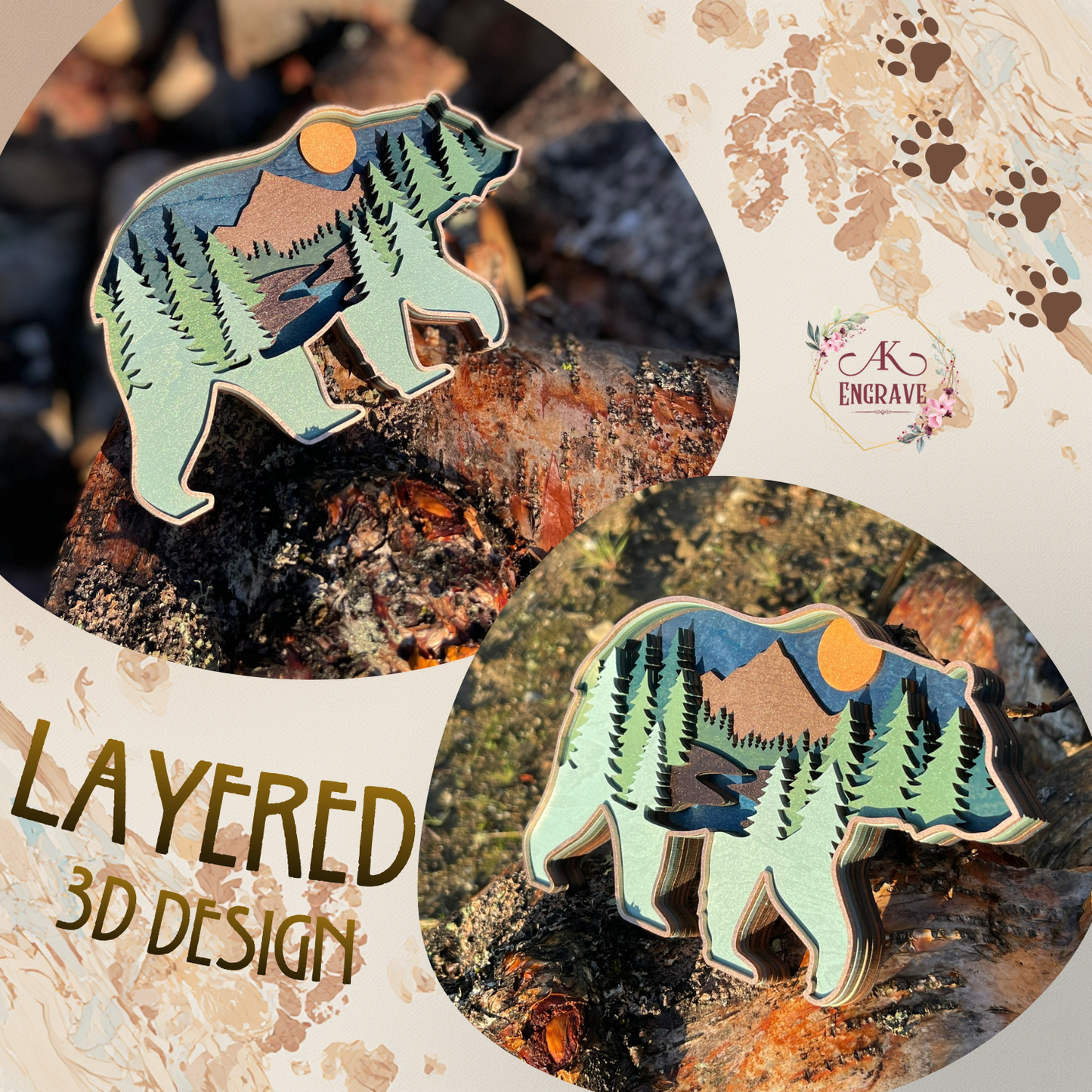 Wilderness Bear Layered Art